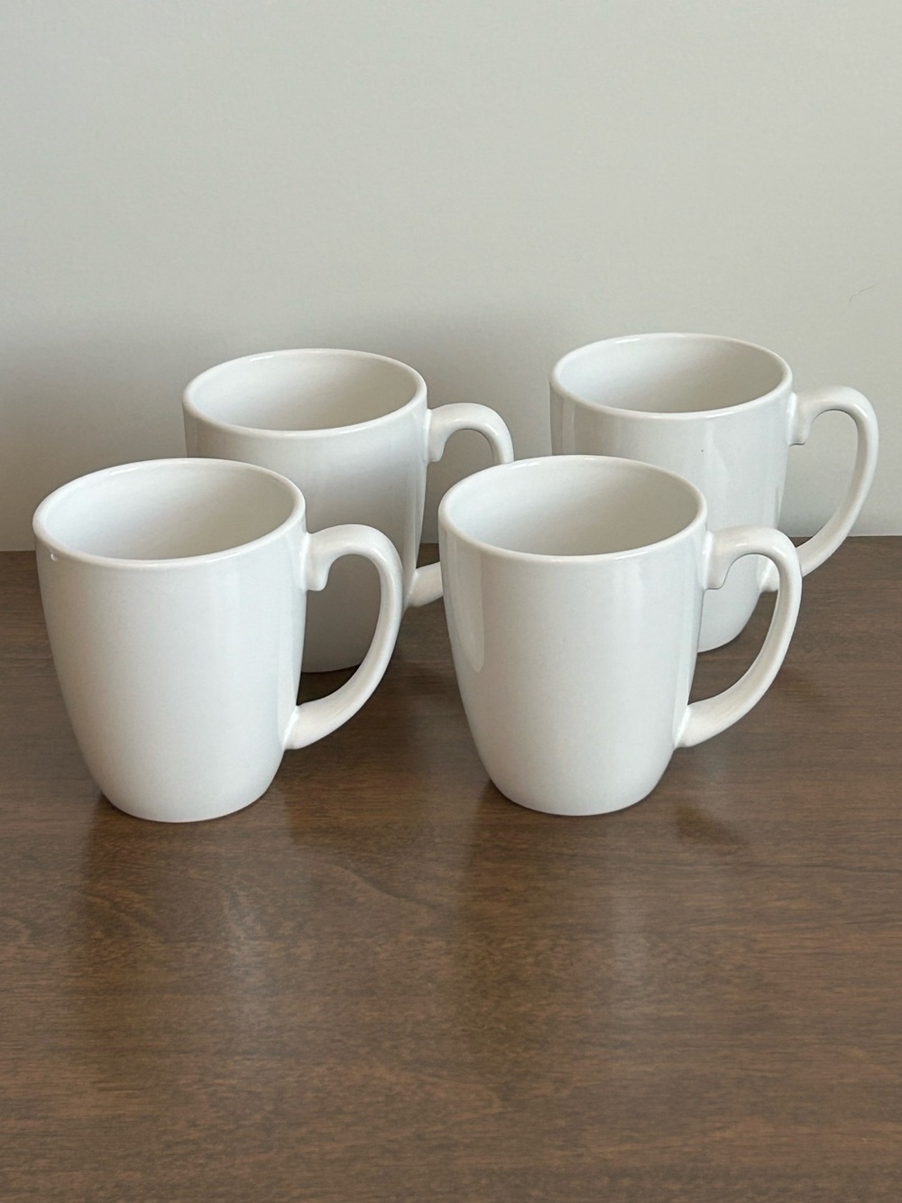 NEW 4 CORELLE COORDINATES WHITE CERAMIC COFFEE MUGS